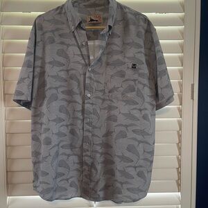 Huk Men's Blue Patterned Casual Shirt